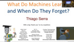 What do machines learn, and when do they forget? by Thiago Serra